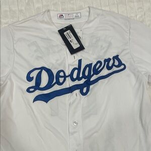 Majestic White and Blue Dodgers Men's Jersey